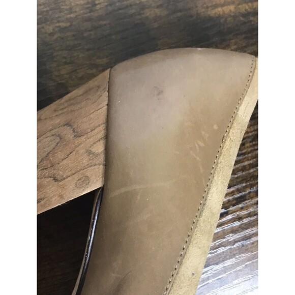 Banana Republic Heels Womens 7 Brown Taupe Leather Suede Open Toe Pump Office - Picture 8 of 10